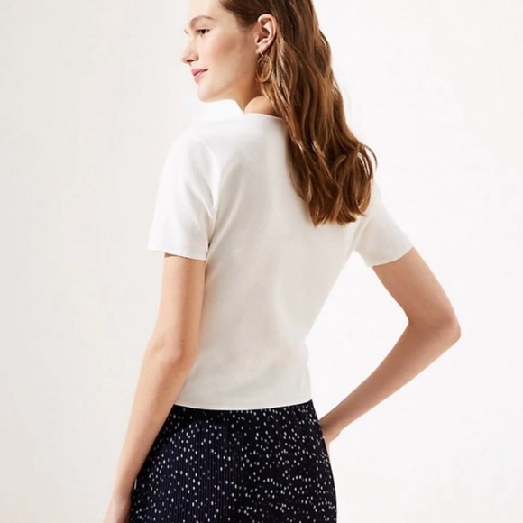 LOFT cropped white wrap top - Picture 2 of 2